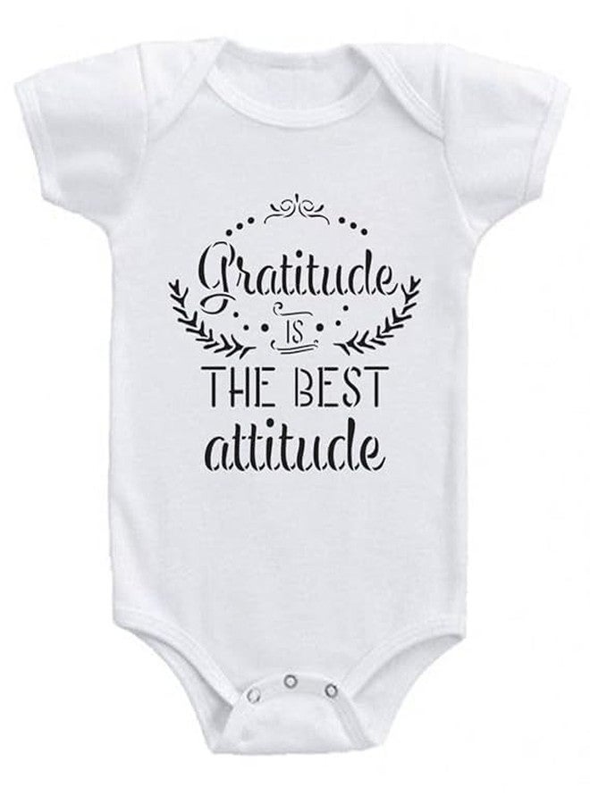 American Apple Printed Romper Dress Baby Sleep Suit For Baby Boys & Baby Girls Printed Birthday Vacation Gift Rompers T-Shirt (9-12 Months, Gratitude Best Attitude)