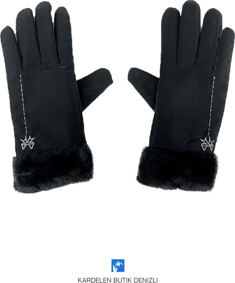 Kardelen Butik Denizli Kardelen Boutique Denizli Furry Women's Fancy Puffer Gloves  - Image 4