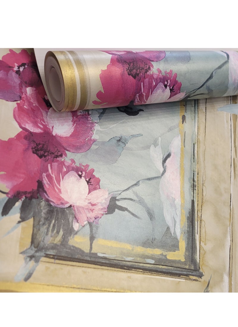 MAF Wallpaper MAF Wallpaper IWB00443 Modern Minimalist Floral Design Wallpaper, Eco-Friendly Wallpaper for living room, bedroom, Hotels, Restaurants, & More.. - Beige/Gold  - Image 2