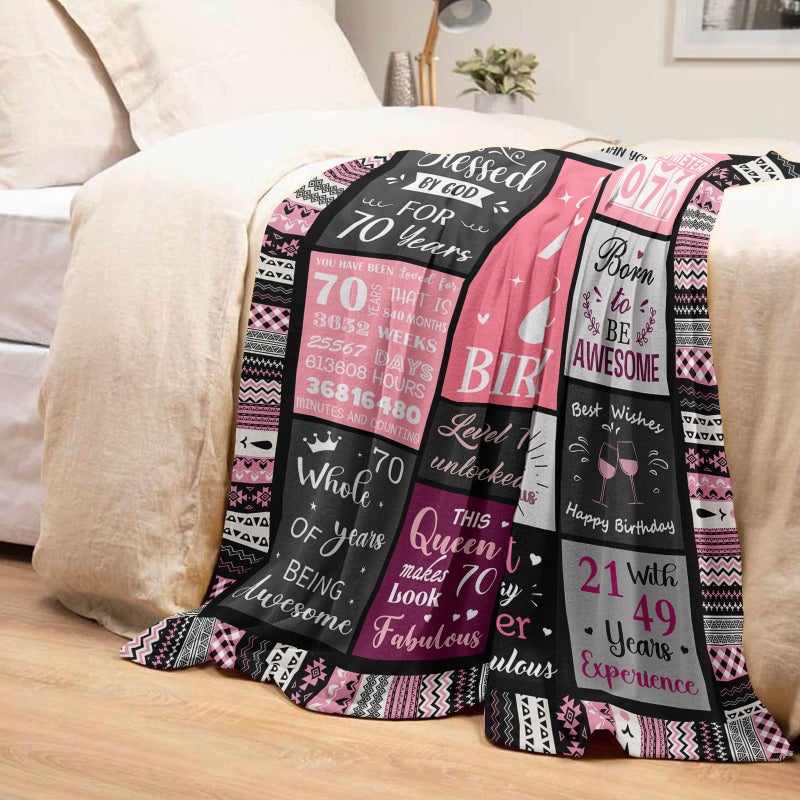 Ivivis 70th Birthday Gifts for Women  70th Birthday Decorations for Women  Gifts for A 70th Birthday  Happy 70th Birthday Gifts for 70 Year Old Woman  1954 Birthday Gifts for Women Blanket 60 X50 - Image 3