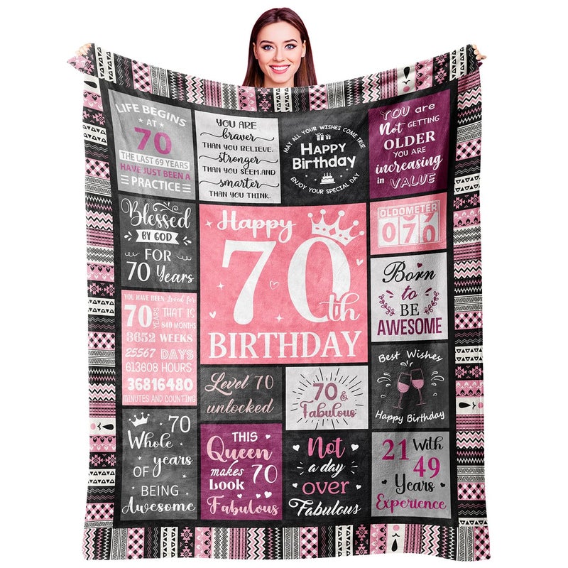 Ivivis 70th Birthday Gifts for Women  70th Birthday Decorations for Women  Gifts for A 70th Birthday  Happy 70th Birthday Gifts for 70 Year Old Woman  1954 Birthday Gifts for Women Blanket 60 X50 - Image 1