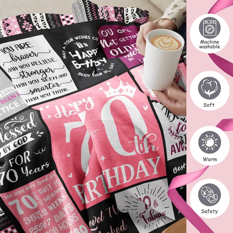 Ivivis 70th Birthday Gifts for Women  70th Birthday Decorations for Women  Gifts for A 70th Birthday  Happy 70th Birthday Gifts for 70 Year Old Woman  1954 Birthday Gifts for Women Blanket 60 X50 - Image 5
