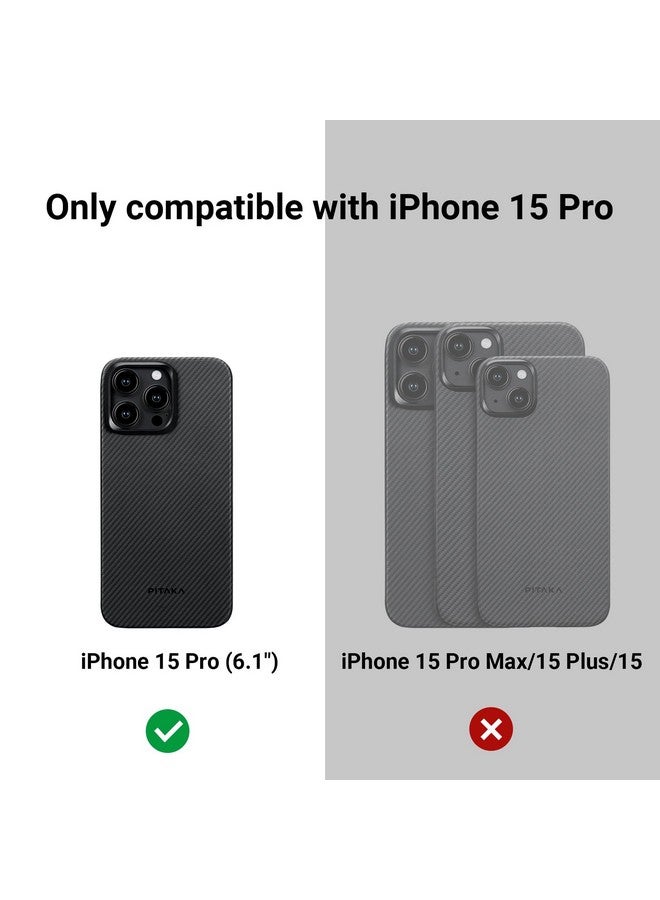 Pitaka MagEZ Case 4 for iPhone 15 Pro, Slim & Light with Case-Less Touch Feeling, 600D Aramid Fiber, Black/Grey (Twill) - Image 4
