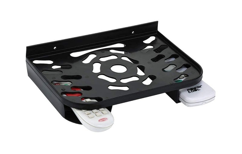 Craftbin Craftbin Set Top Box Stand with Double Remote Holder Plastic Wall Shelf for Living Room Plastic Wall Shelf Black - Image 2