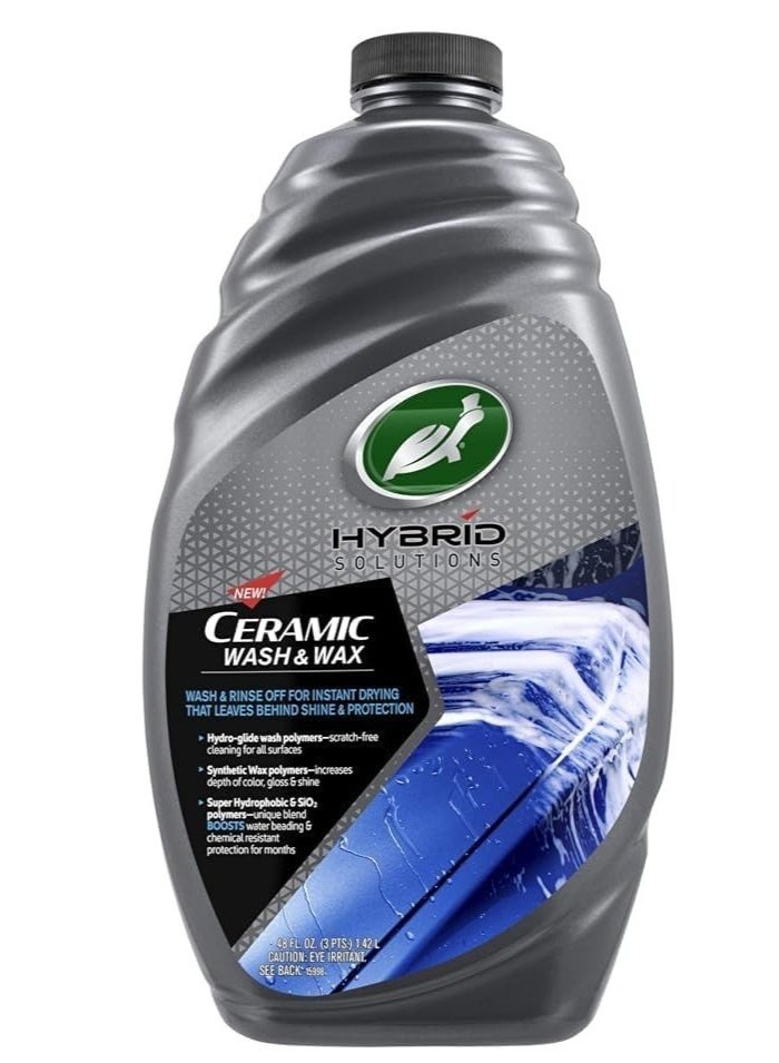 TurtleWax Hybrid Solutions Ceramic Wash & Wax 1.42L – SiO2 Car Shampoo with Super Hydrophobic Protection, High-Gloss Shine & pH-Balanced Cleaning - Image 2