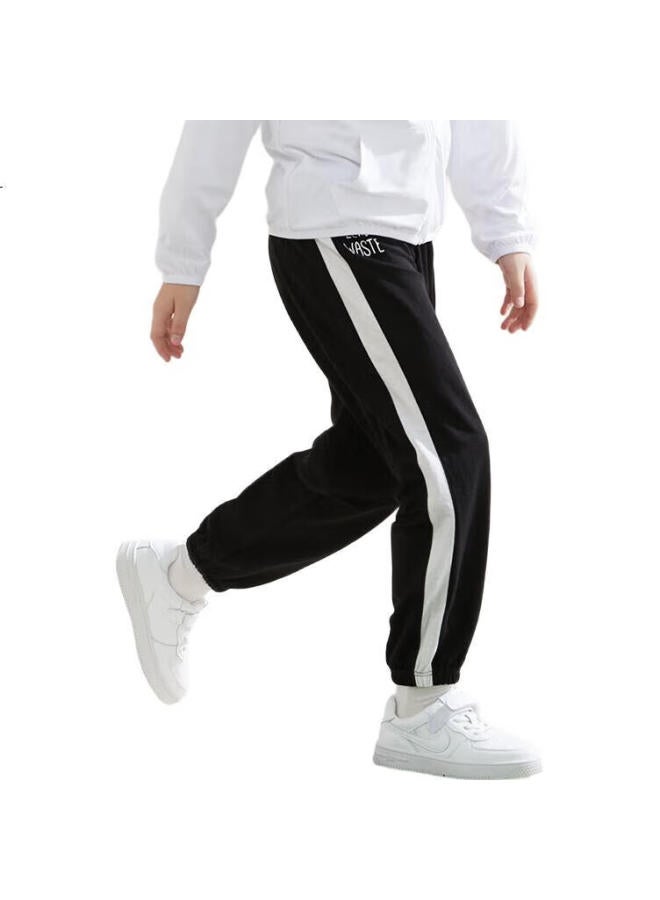 Red Bean Hongdou Children'S Mosquito-Repellent Pants, Boys And Girls Thin Long Trousers, Baby Pajama Pants, Air Conditioning Pants, Breathable K4119, Black, Size 160 - Image 1