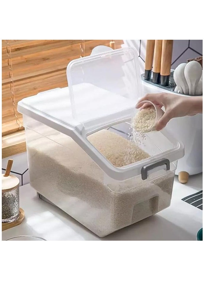 Generic - Rice Storage Container 5kg (11 lbs) - Food Storage Container with Lid, BPA Free Plastic Large Cereal Storage Box, Multifunctional Containers for Kitchen Food with Measuring Cup - Image 1