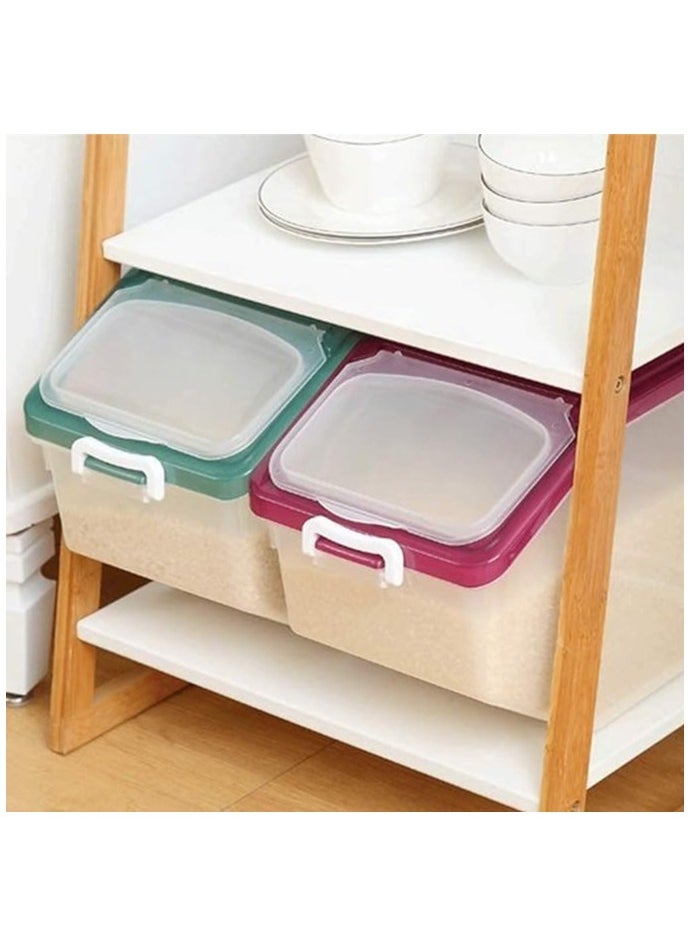 Generic - Rice Storage Container 5kg (11 lbs) - Food Storage Container with Lid, BPA Free Plastic Large Cereal Storage Box, Multifunctional Containers for Kitchen Food with Measuring Cup - Image 1