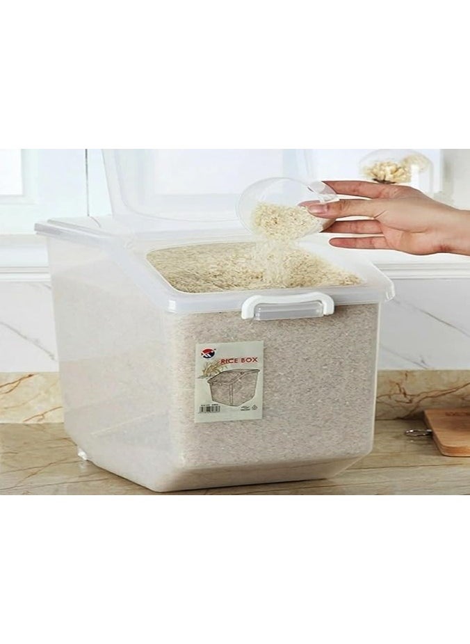 Generic - Rice Storage Container 5kg (11 lbs) - Food Storage Container with Lid, BPA Free Plastic Large Cereal Storage Box, Multifunctional Containers for Kitchen Food with Measuring Cup - Image 1