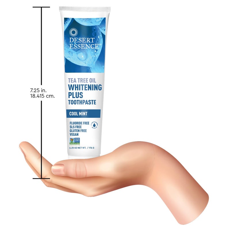 Desert Essence Tea Tree Oil Whitening Plus Toothpaste - 6.25 Oz - Antiseptic Tea Tree Oil - Zinc Citrate - Baking Soda - Freshens Breath - Reduced Plaque - Fluoride Free - Image 3