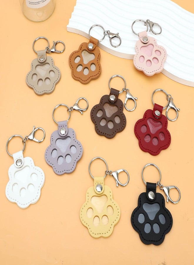 SUBANG 9 Pieces Dog Paw Shaped Leather Keychain Pet Hair Keychain Pet Memorial Gift Keyring Handmade Key Holder for Collecting Cat and Dog Hair - Image 5
