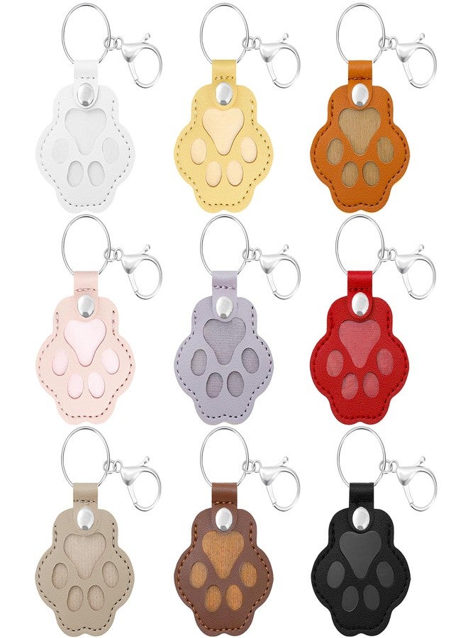SUBANG 9 Pieces Dog Paw Shaped Leather Keychain Pet Hair Keychain Pet Memorial Gift Keyring Handmade Key Holder for Collecting Cat and Dog Hair - Image 1