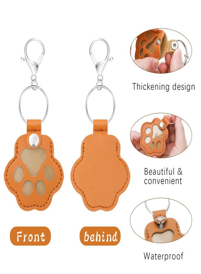 SUBANG 9 Pieces Dog Paw Shaped Leather Keychain Pet Hair Keychain Pet Memorial Gift Keyring Handmade Key Holder for Collecting Cat and Dog Hair - Image 3