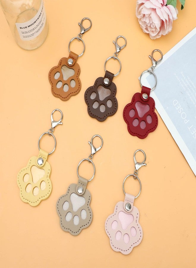 SUBANG 9 Pieces Dog Paw Shaped Leather Keychain Pet Hair Keychain Pet Memorial Gift Keyring Handmade Key Holder for Collecting Cat and Dog Hair - Image 4