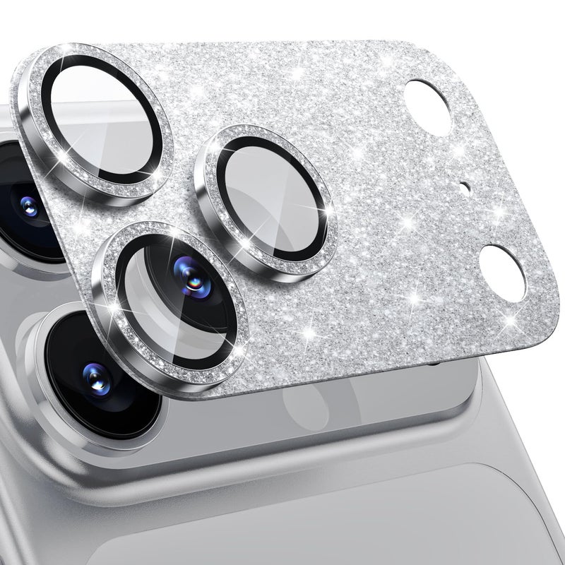 WSKEN for iPhone 17 Pro Max Camera Lens Protector, [Military Grade Shatterproof] [Strong Adhesion] Metal Aluminum Alloy Tempered Glass Camera Screen Protector, Glitter - Image 1