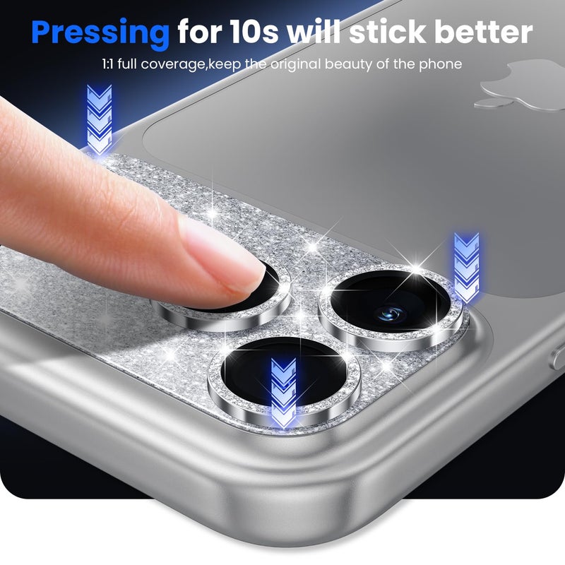 WSKEN for iPhone 17 Pro Max Camera Lens Protector, [Military Grade Shatterproof] [Strong Adhesion] Metal Aluminum Alloy Tempered Glass Camera Screen Protector, Glitter - Image 5
