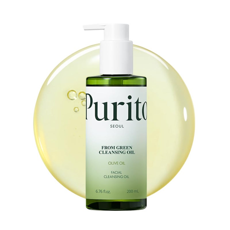 PURITO From Green Cleansing Oil, Fragrance-Free Makeup Remover for Face & Eyes, Gentle Vegan Oil Cleanser for Sunscreen & Waterproof Makeup, Cruelty-Free Korean Skin Care, 6.76 fl.oz / 200ml - Image 1
