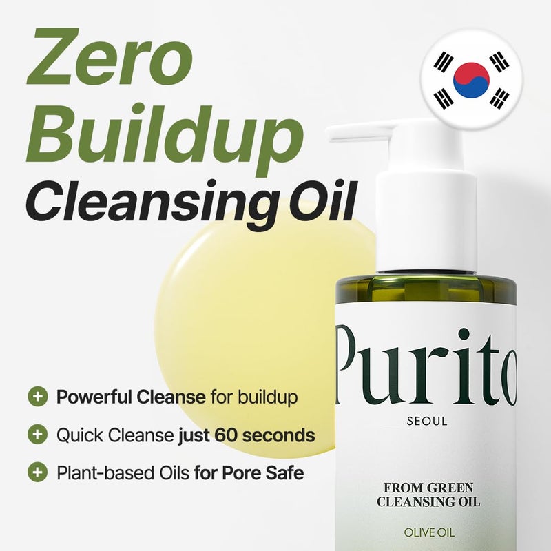 PURITO From Green Cleansing Oil, Fragrance-Free Makeup Remover for Face & Eyes, Gentle Vegan Oil Cleanser for Sunscreen & Waterproof Makeup, Cruelty-Free Korean Skin Care, 6.76 fl.oz / 200ml - Image 3