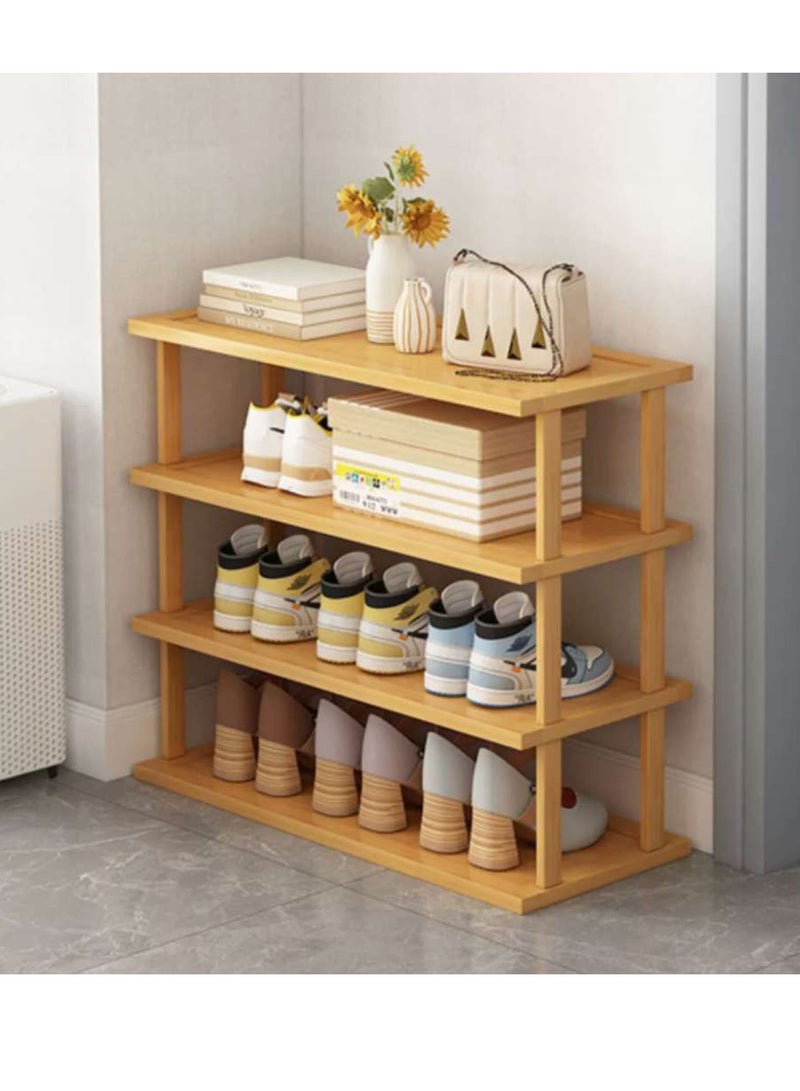 Generic 𝐅𝐅𝐃 Premium Bamboo Shoe Rack 4 Tier – Eco-Friendly, Waterproof & Durable | Multi-Purpose Storage for Shoes, Books & More | Space-Saving Design for Entryway, Bedroom, Office | Easy Assembly & Elegant Finish  - Image 1