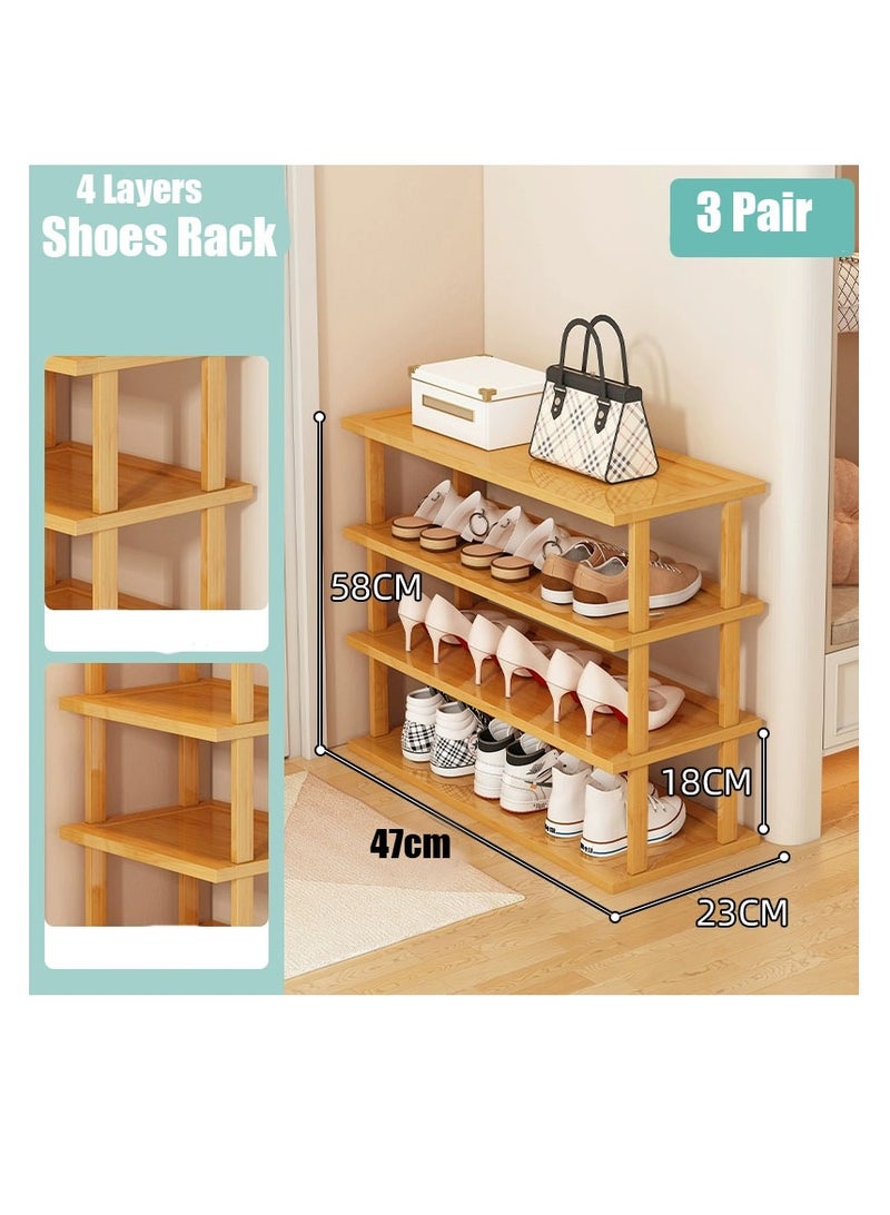 Generic 𝐅𝐅𝐃 Premium Bamboo Shoe Rack 4 Tier – Eco-Friendly, Waterproof & Durable | Multi-Purpose Storage for Shoes, Books & More | Space-Saving Design for Entryway, Bedroom, Office | Easy Assembly & Elegant Finish  - Image 2