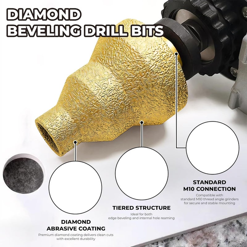 KH866 Diamond Step Drill Bits 20-35-50mm for Metal, Tile, Wood, Concrete, Marble, Engineered Stone, Multi Hole Opener Cone Bit Grinder Cutter, Beveling Chamfer Step Tapered Reamer, Multilayered Layer Bit - Image 5