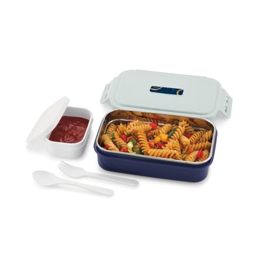 GALOOF Lunch Box for Kids 500 ml | Inner Stainless Steel Tiffin Box 2 Compartment Bento Lunchbox for School Boys and Girls (Blue) - Image 5