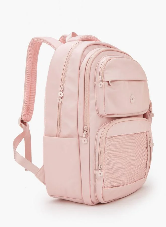 Missy Solid Backpack With Pouch