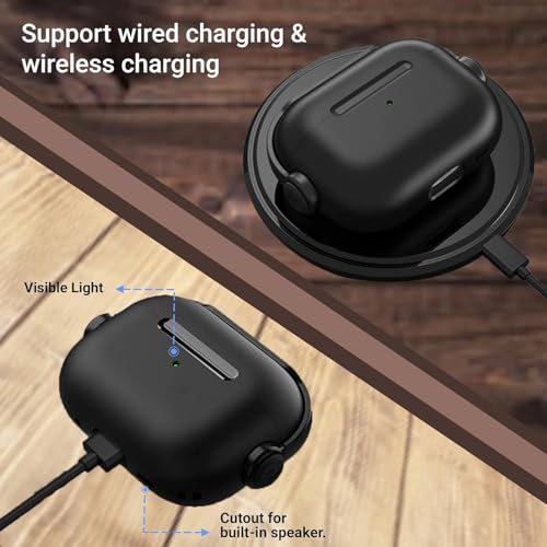 NEWTECHNO Antilost Lid Case Cover Shell for Airpods pro 3 (2025)| Full Protection Case Cover with Lanyard Compatible for Airpods Pro 3rd Generation with carabaner, Secure Lock Design, Black - Image 3