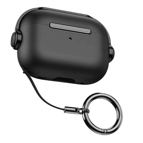 NEWTECHNO Antilost Lid Case Cover Shell for Airpods pro 3 (2025)| Full Protection Case Cover with Lanyard Compatible for Airpods Pro 3rd Generation with carabaner, Secure Lock Design, Black - Image 1