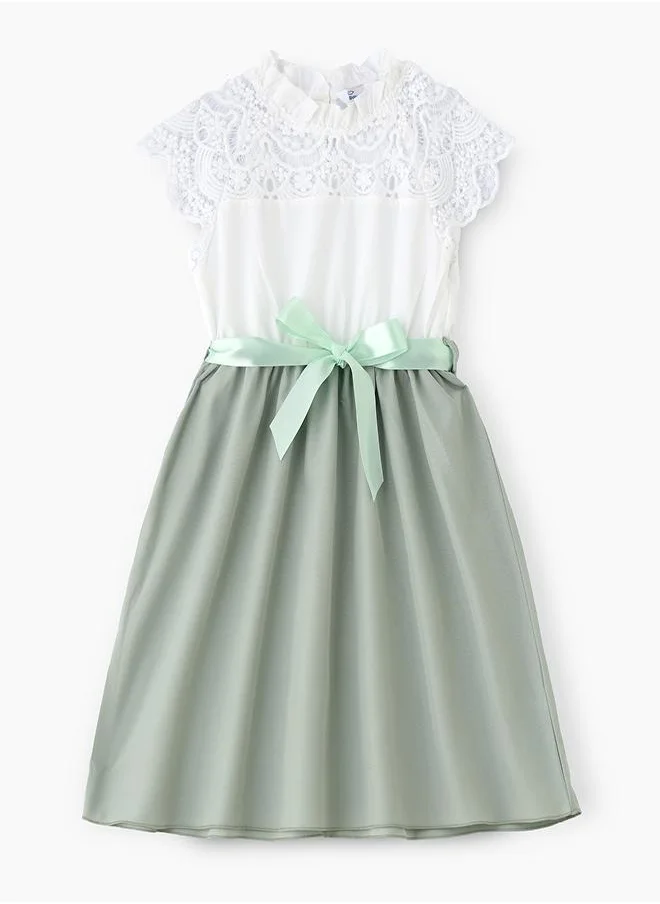 babyqlo Elegant Lace & Mint Green Dress