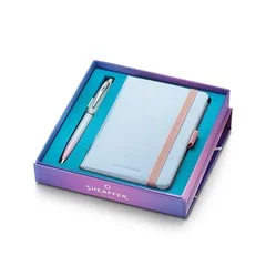 Sheaffer GIFTSET SHEAFFER EXPRESSIONS 100 9376 PEARLISED GRADIENT WITH CHROME TRIMS BP WITH METALLIC SILVER SMALL NOTEBOOK
