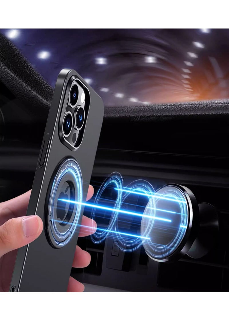 TEAM LUXURY iPhone 14 Pro MagSafe Case Cover Protector Protection With Magnetic Wireless Charging Back Invisible Ring Stand Mobile Phone Holder Kickstand Cell Anti-scratch Anti-drop Shockproof Cover Accessory  - Image 4