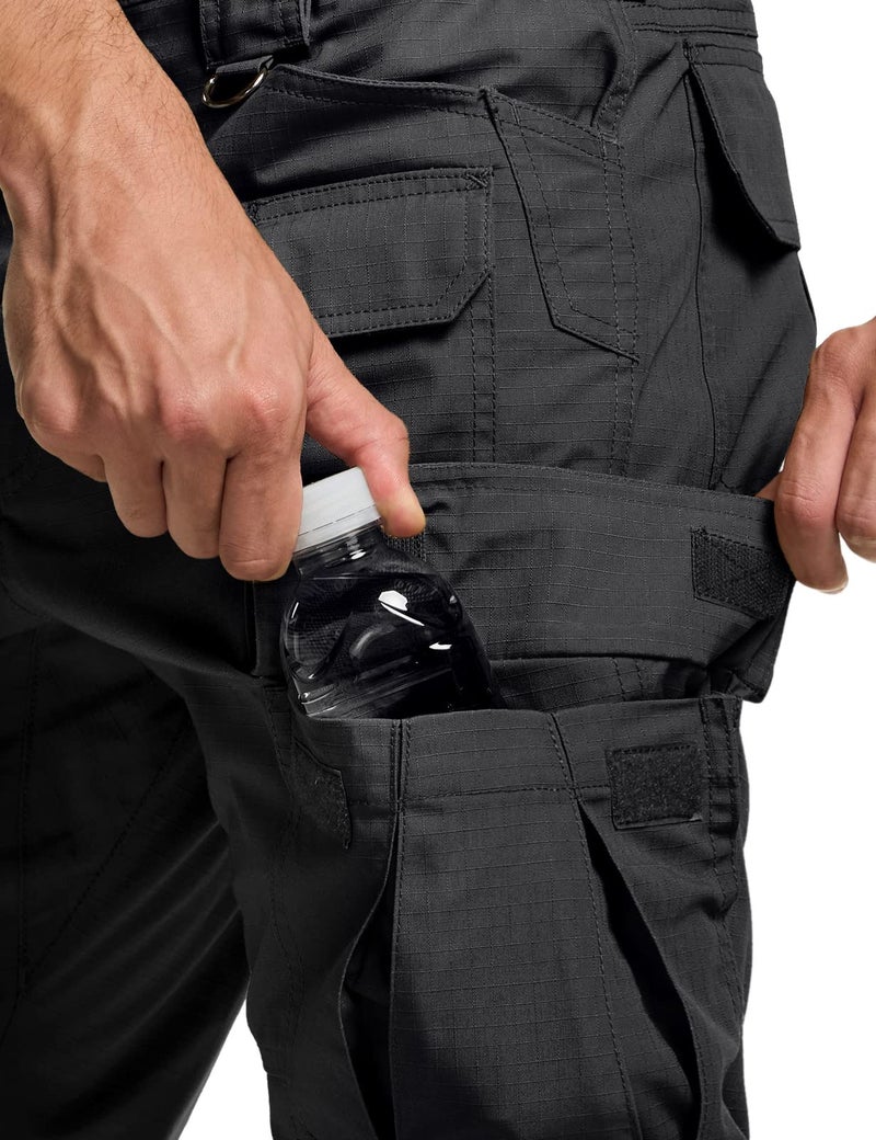 CQR Men's Tactical Pants, Water Resistant Ripstop Cargo Pants, Lightweight EDC Work Hiking Pants, Outdoor Apparel, Duratex Mag Pocket Black, 38W x 34L - Image 3