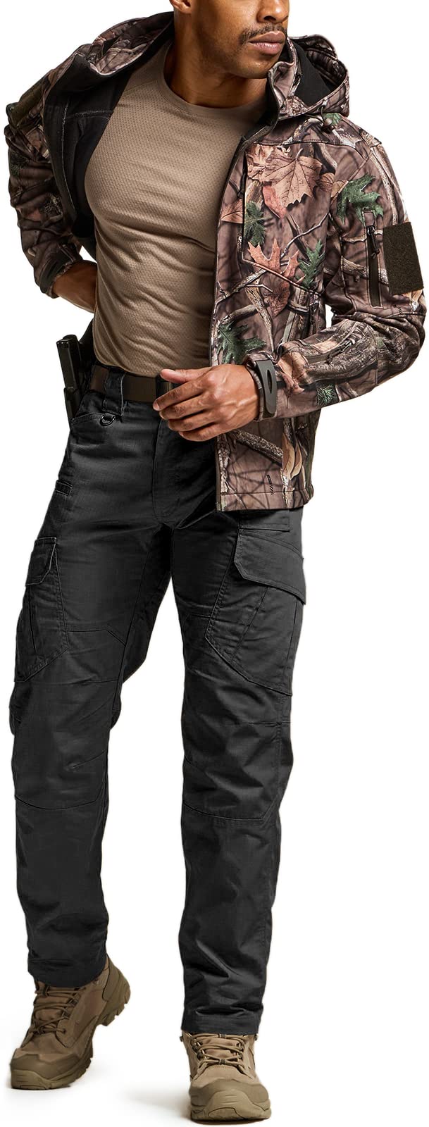 CQR Men's Tactical Pants, Water Resistant Ripstop Cargo Pants, Lightweight EDC Work Hiking Pants, Outdoor Apparel, Duratex Mag Pocket Black, 38W x 34L - Image 4