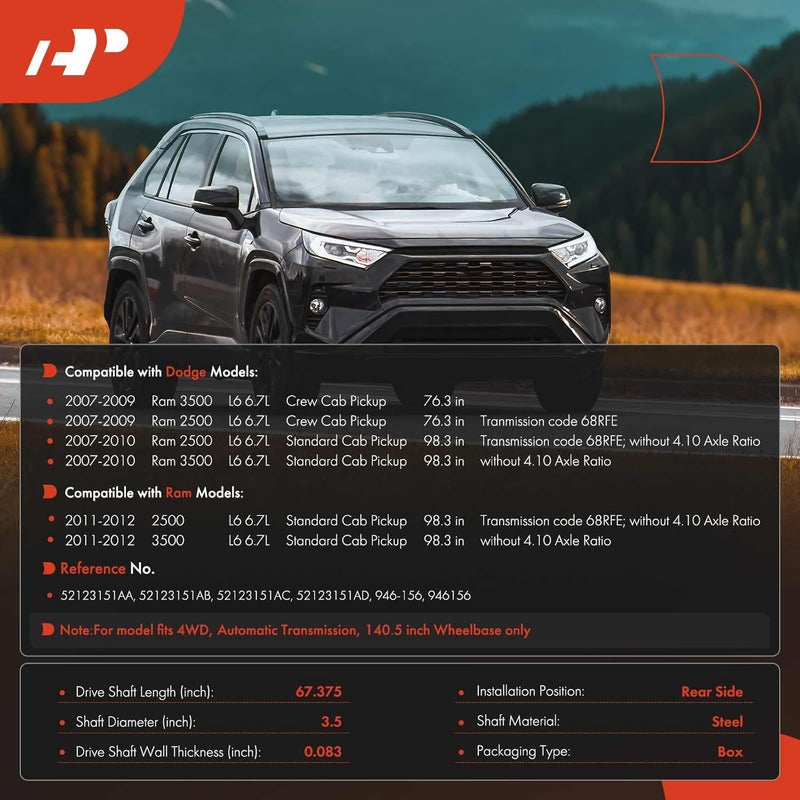 A-Premium Rear Complete Drive Shaft Assembly for Dodge Ram - Image 2