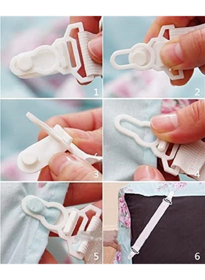 مشبك ملاية السرير – ماسك ملايات مرن – 4 قطع أحزمة في عبوة واحدة - مطاطية قابلة للتعديل لتثبيت الملاءات بإحكام على السرير - Image 2