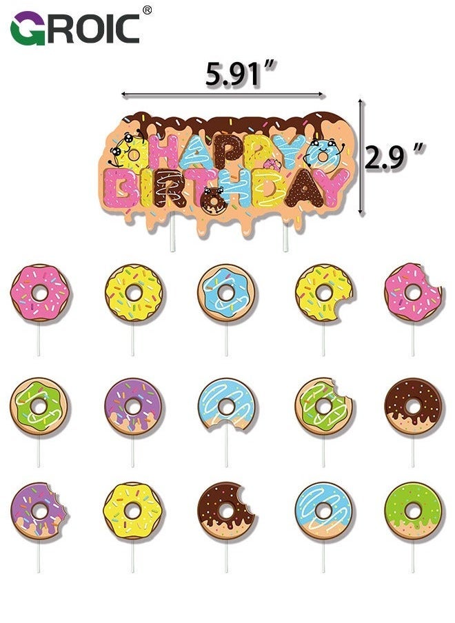 GROIC 88 Pcs Birthday Party Supplies and Decorations Pack, Doughnut Theme Decoration, Include Banners, Tablecloths, Cake Toppers, Balloonsï¼Œ Plates, Napkins, Ribbon - Image 3