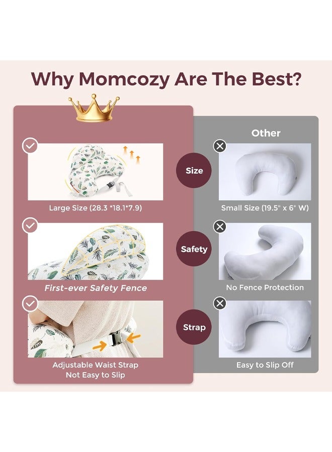 Berma Baby وسادة رضاعة آمنة للرضاعة الطبيعية - وسادة رضاعة أوسع لمزيد من الدعم للأم والطفل - رضاعة أسهل وبدون استخدام اليدين - مناسبة للجميع، غطاء وسادة قطني قابل للإزالة - Image 5