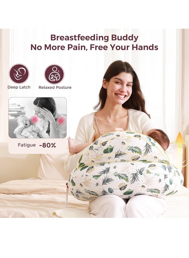 Berma Baby وسادة رضاعة آمنة للرضاعة الطبيعية - وسادة رضاعة أوسع لمزيد من الدعم للأم والطفل - رضاعة أسهل وبدون استخدام اليدين - مناسبة للجميع، غطاء وسادة قطني قابل للإزالة - Image 3