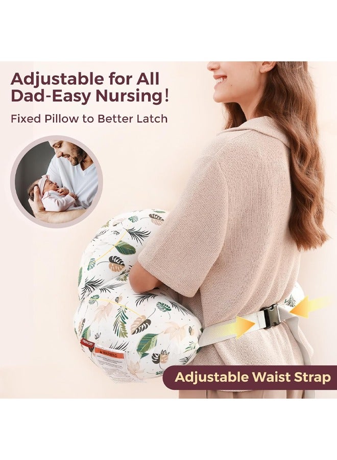 Berma Baby وسادة رضاعة آمنة للرضاعة الطبيعية - وسادة رضاعة أوسع لمزيد من الدعم للأم والطفل - رضاعة أسهل وبدون استخدام اليدين - مناسبة للجميع، غطاء وسادة قطني قابل للإزالة - Image 4
