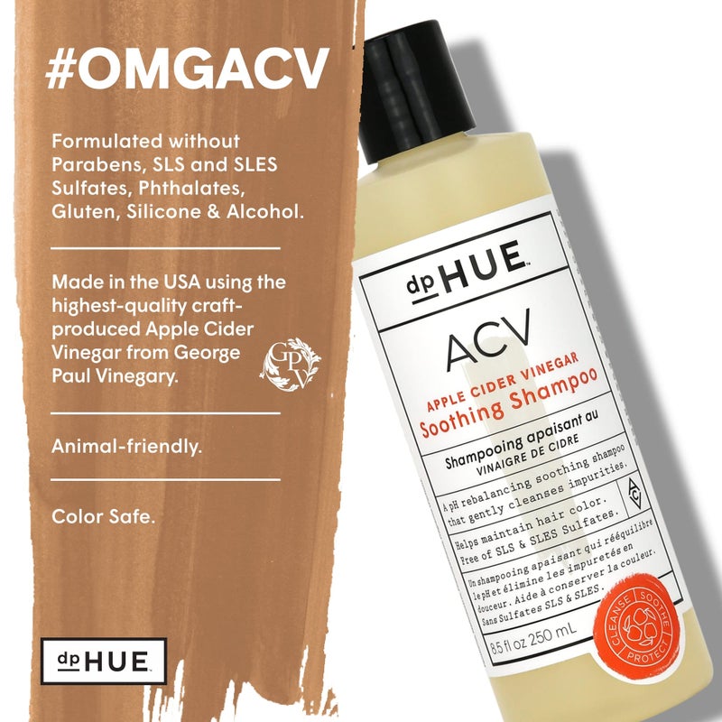 dpHUE ACV Soothing Shampoo, 8.5 Fl Oz - Sulfate Free Dry Scalp Shampoo For Color Treated Hair With Apple Cider Vinegar, Ginger Root, Lavender and Aloe - Image 5