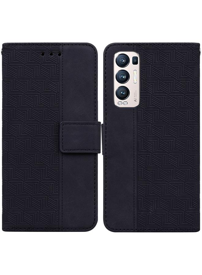 اس-توب جراب لهاتف OPPO Find X3 Neo / Reno5 Pro+ 5G جراب هاتف جلدي منقوش هندسيًا - Image 1