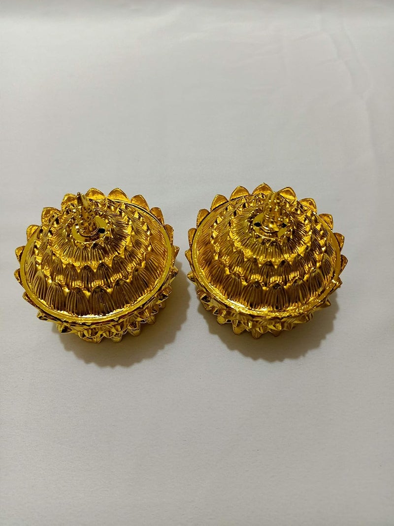 Sri Sainath Enterprises Lotus Design KUMKUM Box Pooja Haldi Kumkum Holder Gold Design Kumkum Box for Puja Ethnic Holder EngagementTilak Plastic KUMKUM Box Pack of 2  - Image 2
