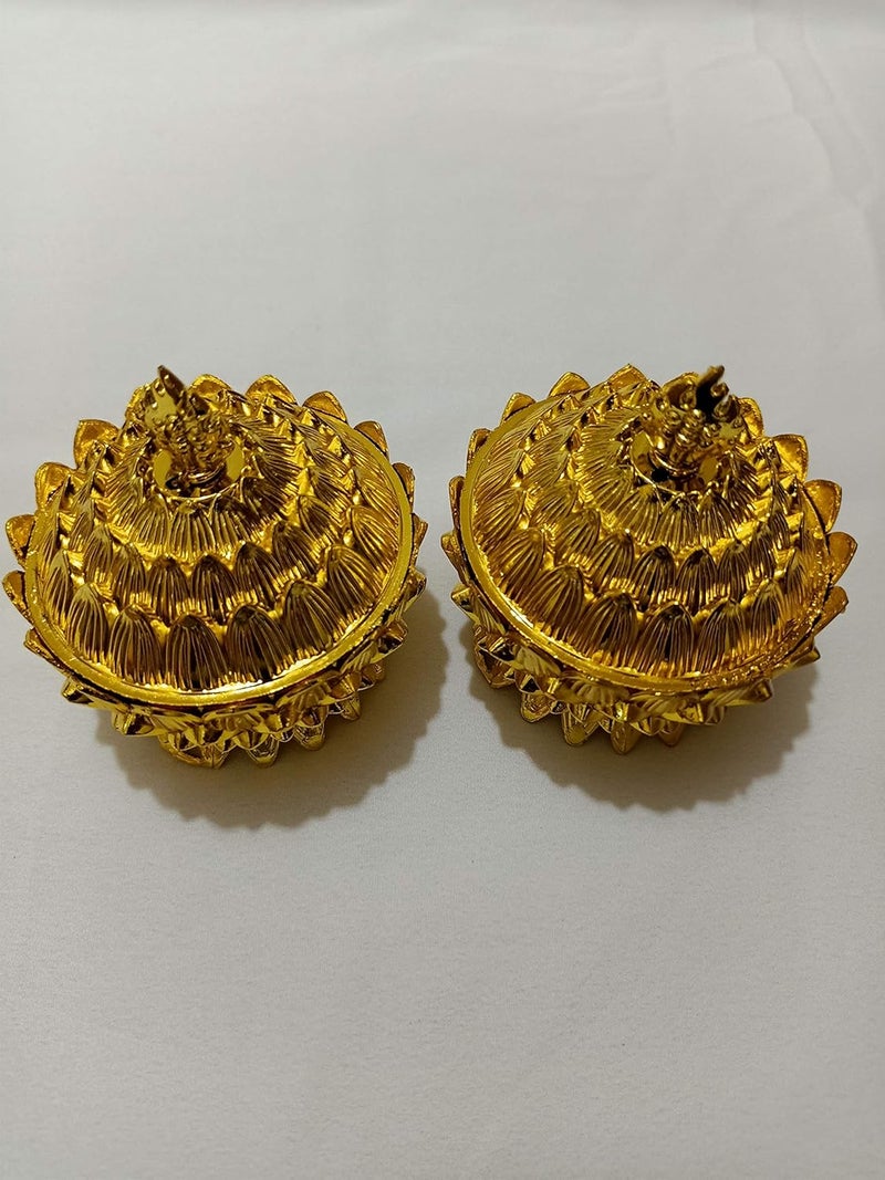 Sri Sainath Enterprises Lotus Design KUMKUM Box Pooja Haldi Kumkum Holder Gold Design Kumkum Box for Puja Ethnic Holder EngagementTilak Plastic KUMKUM Box Pack of 2  - Image 1