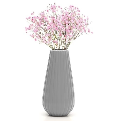Livzing 7.5 inch Plastic Flower Vase for Home Decor Cone Shaped Modern Vase Center Table Decorative Flower Pot for Living Room Bedroom Office (Pack of 2, Grey) - Image 5