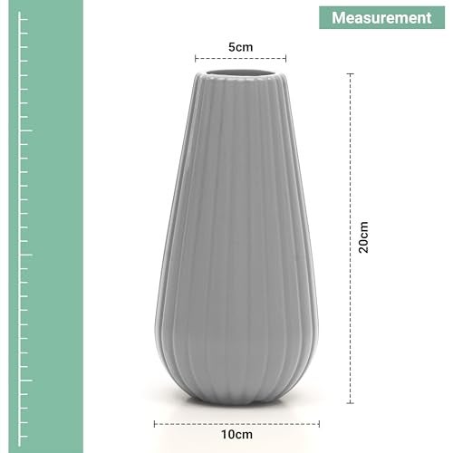 Livzing 7.5 inch Plastic Flower Vase for Home Decor Cone Shaped Modern Vase Center Table Decorative Flower Pot for Living Room Bedroom Office (Pack of 2, Grey) - Image 2
