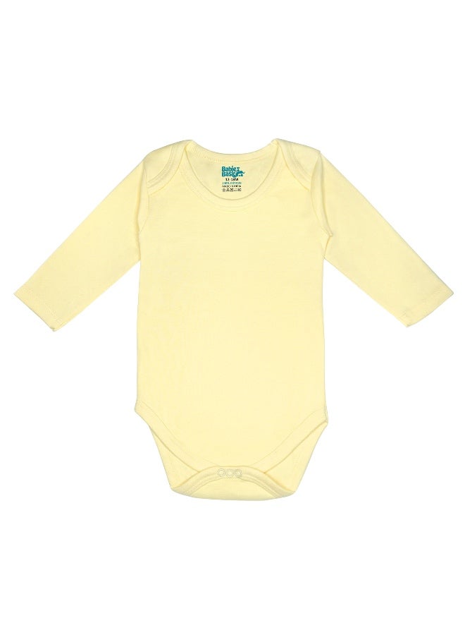 Babies Basic 100% Super Combed Cotton, Long Sleeves Romper/Bodysuit, For New Born To 24Months, Set Of 6 - Pink, Lemon, Cream  - Image 3