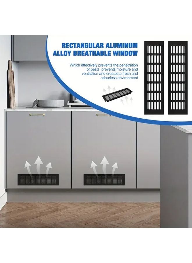 2pcs Black Aluminum Alloy Rectangular Ventilation Grilles Metal Mesh Cabinet Wardrobe Furniture Air Vent Covers - Image 5