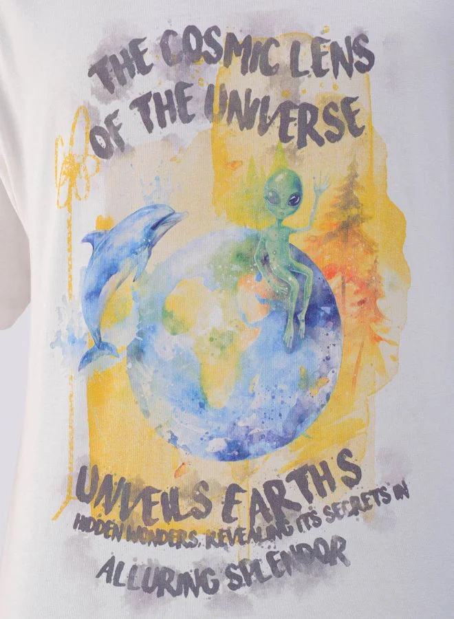 The Indian Garage Co Men Boxy Oversized Graphic Back Printed Round Neck Tshirt