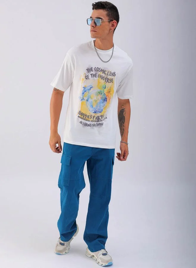 The Indian Garage Co Men Boxy Oversized Graphic Back Printed Round Neck Tshirt